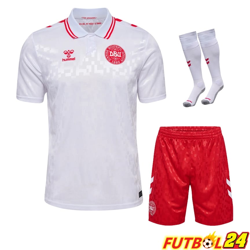 Camisetas Nacional Dinamarca Segunda (Cortos + Calcetines) UEFA Euro 2024