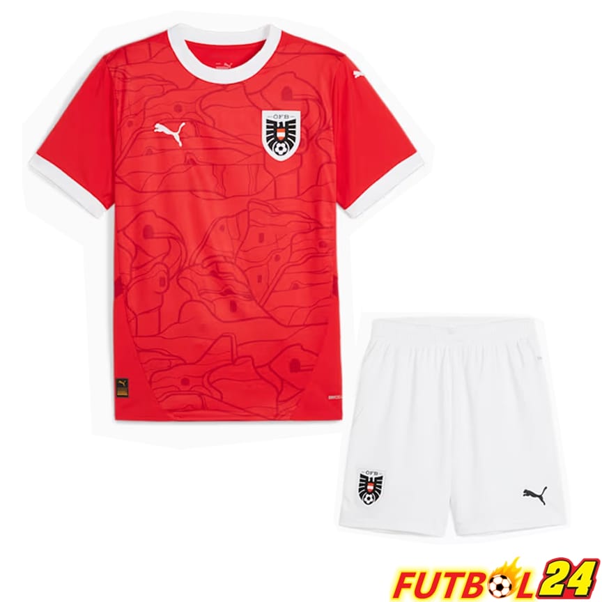 Camisetas Nacional Austria Primera + Cortos UEFA Euro 2024