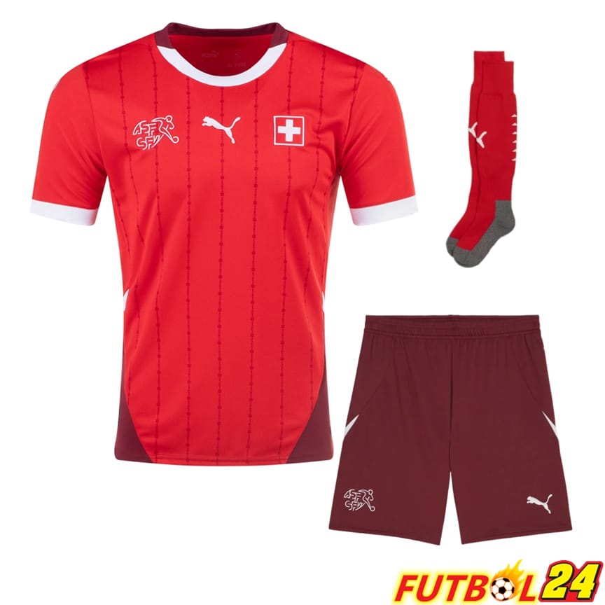 Camisetas Nacional Suiza Primera (Cortos + Calcetines) UEFA Euro 2024