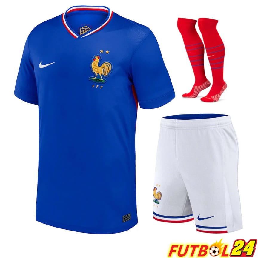 Camisetas Nacional Francia Primera (Cortos + Calcetines) UEFA Euro 2024