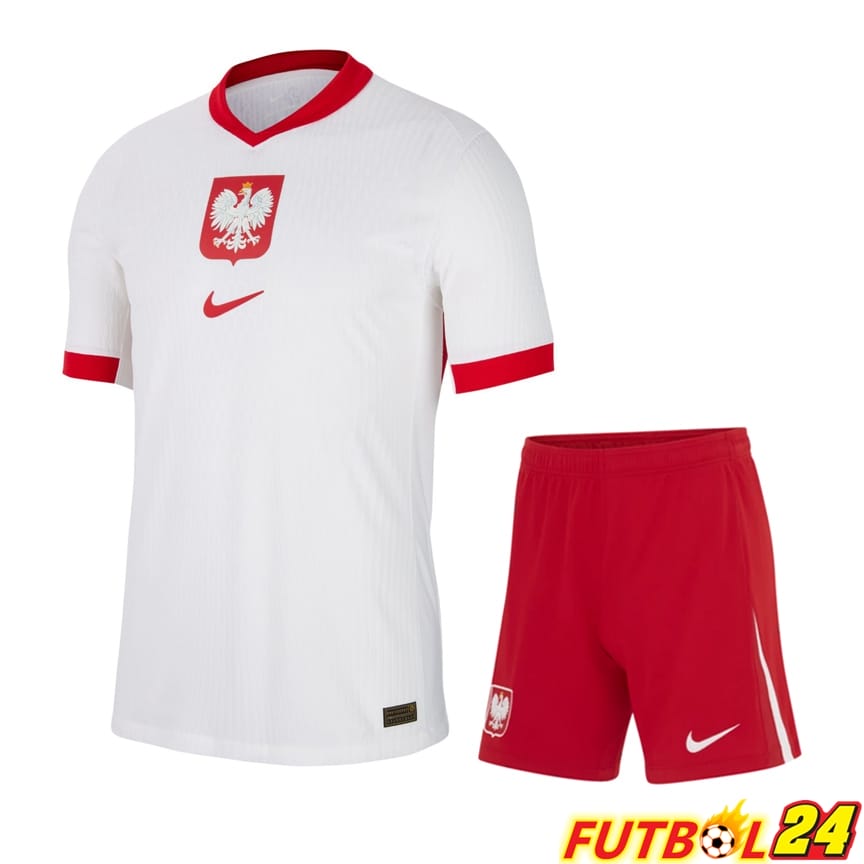 Camisetas Nacional Polonia Primera + Cortos UEFA Euro 2024
