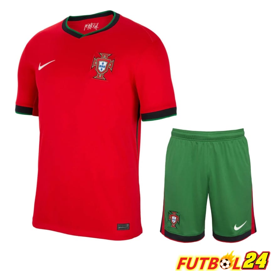 Camisetas Nacional Portugal Primera + Cortos UEFA Euro 2024