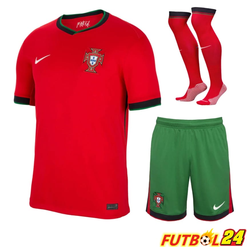 Camisetas Nacional Portugal Primera (Cortos + Calcetines) UEFA Euro 2024