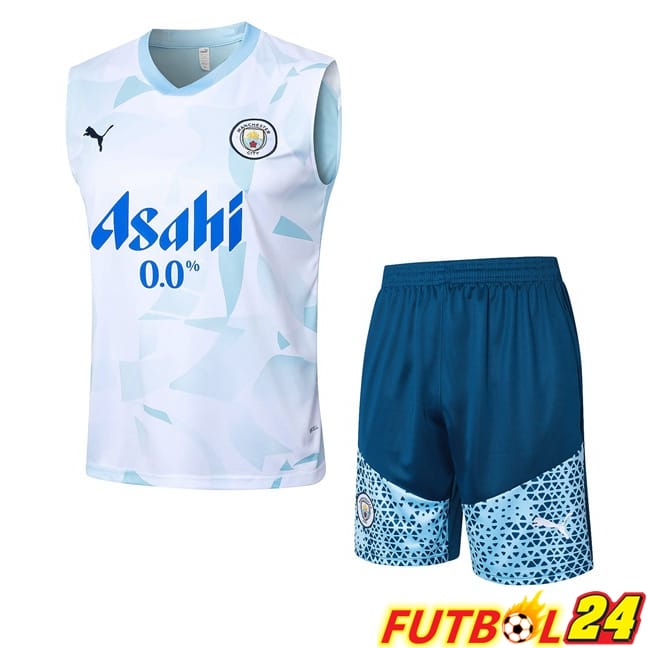 Chalecos De Futbol Manchester City + Cortos Azul Blanco 2024/2025