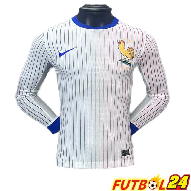 Camisetas De Futbol Francia Segunda Manga Larga Blanco UEFA Euro 2024