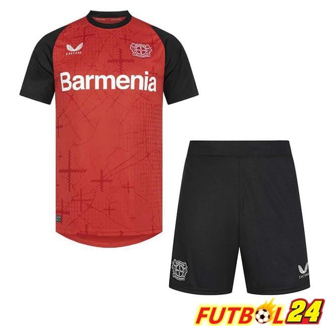 Camisetas De Futbol Bayer 04 Leverkusen Ninos Primera Negro Rojo 2024/2025
