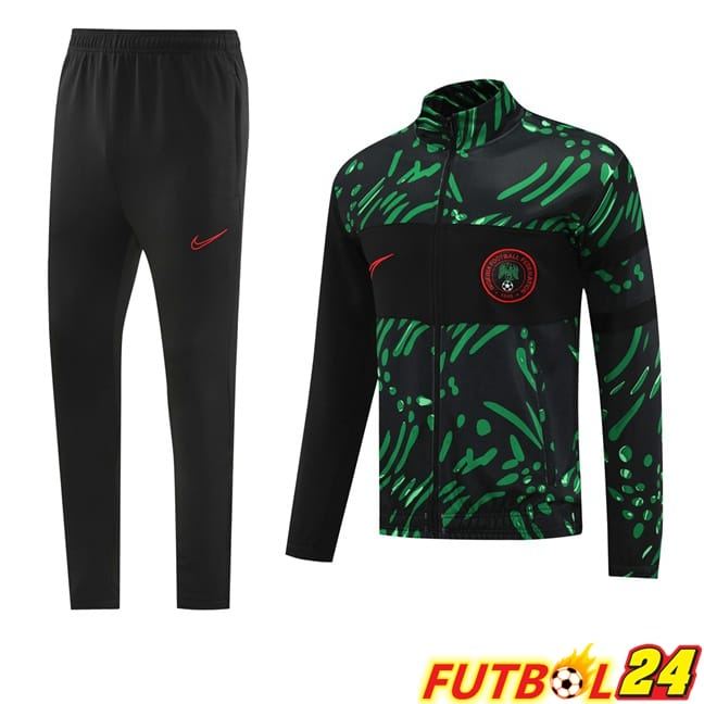 Chandal Equipos De Futbol - Chaqueta Nigeria Negro Verde 2024/2025