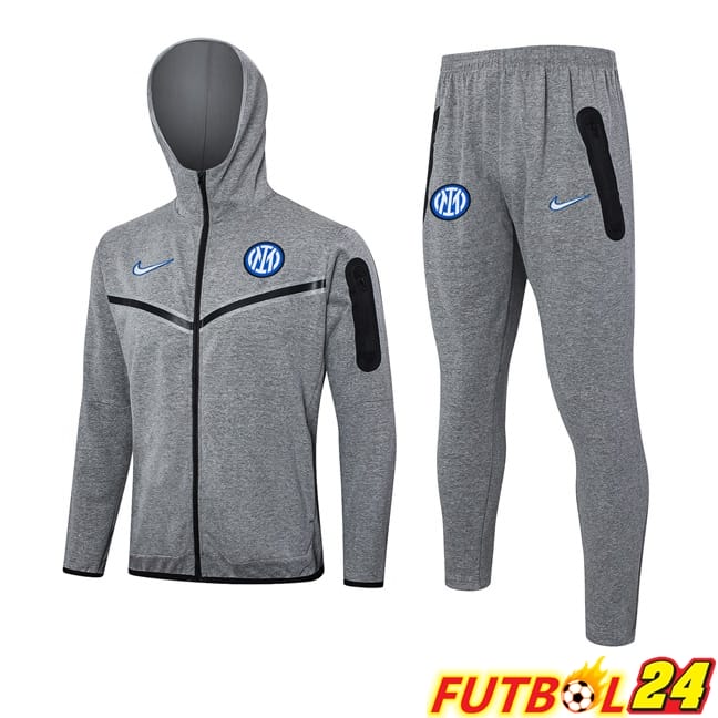 Chandal Futbol - Sudadera Con Capucha Inter Milan Gris 2024/2025