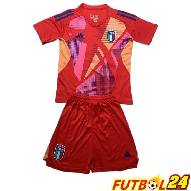 Camisetas De Futbol Italia Ninos Portero Rojo UEFA Euro 2024