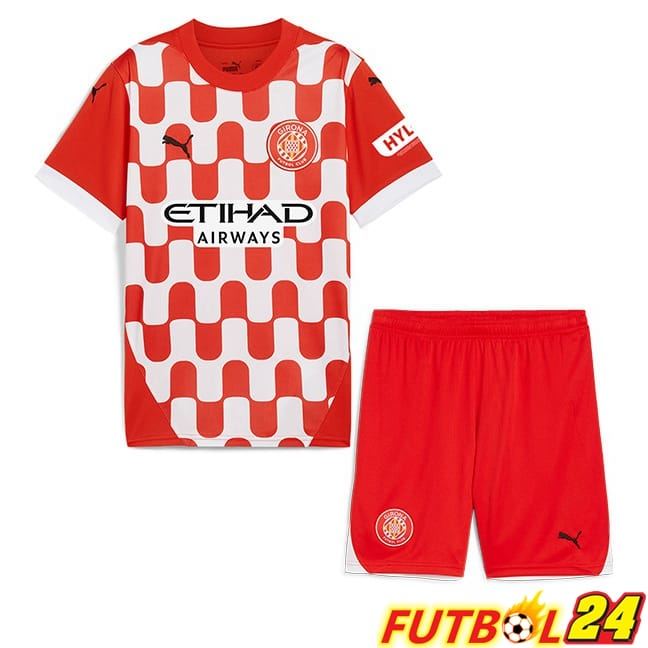 Camisetas De Futbol Girona Ninos Primera Rojo Blanco 2024/2025