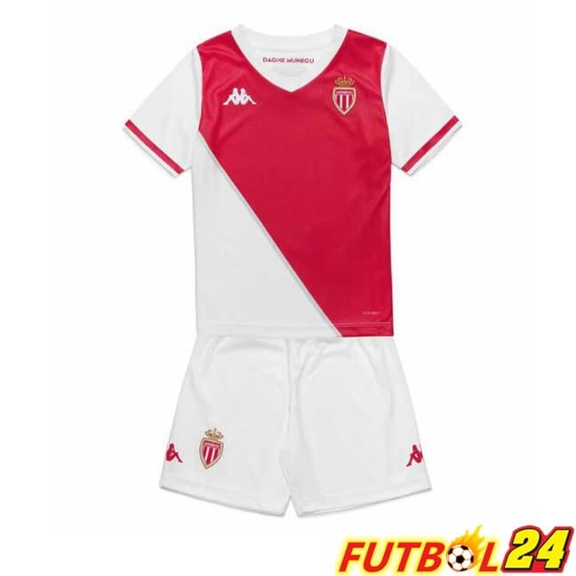 Camisetas De Futbol AS Monaco Ninos Primera Blanco Rojo 2024/2025