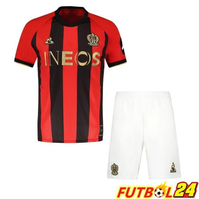 Camisetas De Futbol OGC Nice Ninos Primera Rojo Negro 2024/2025