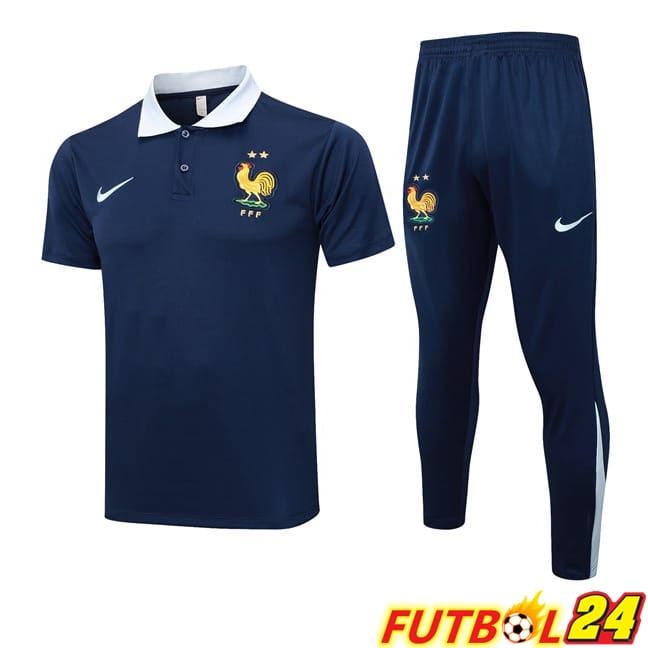 Camiseta Polo Francia + Pantalones Azul Real 2024/2025