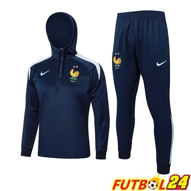 Chandal Futbol - Sudadera Con Capucha Francia Azul Real 2024/2025