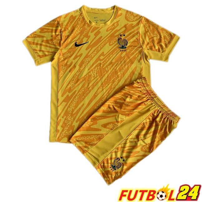 Camiseta Nacional Francia Ninos Portero Amarillo UEFA Euro 2024