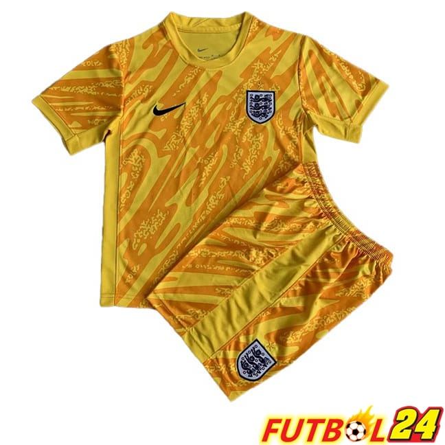 Camiseta Nacional Inglaterra Ninos Portero Amarillo UEFA Euro 2024