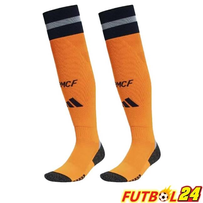 Calcetines De Futbol Real Madrid Segunda Naranja 2024/2025