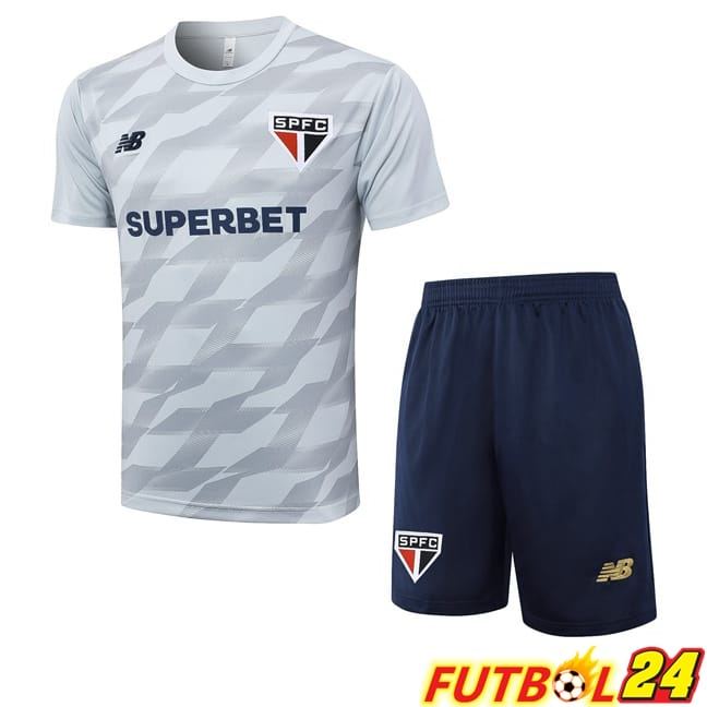 Camiseta Entrenamiento Sao Paulo FC + Cortos Gris 2024/2025