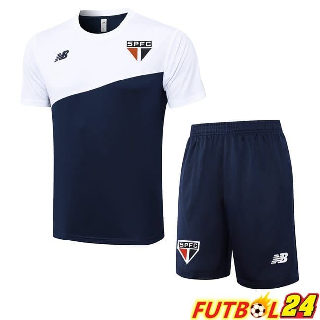 Camiseta Entrenamiento Sao Paulo FC + Cortos Blanco Azul Real 2024/2025