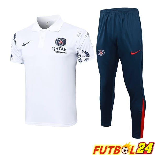 Camiseta Polo Paris PSG + Pantalones Blanco 2024/2025