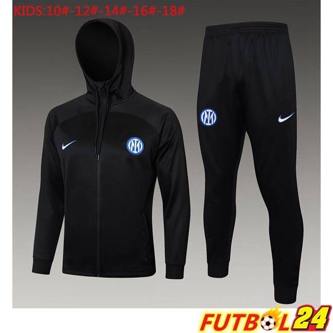 Chaqueta Con Capucha Chandal Futbol Inter Milan Ninos Negro2024/2025