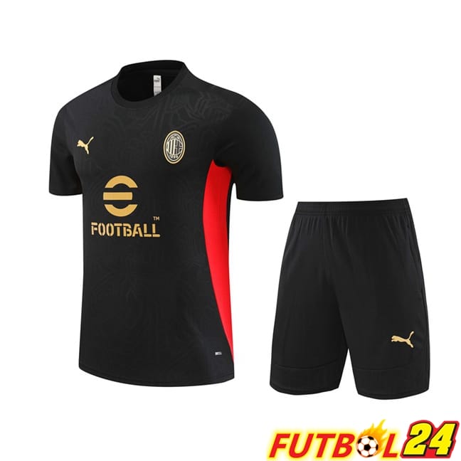 Camiseta Entrenamiento AC Milan + Cortos Negro 2024/2025