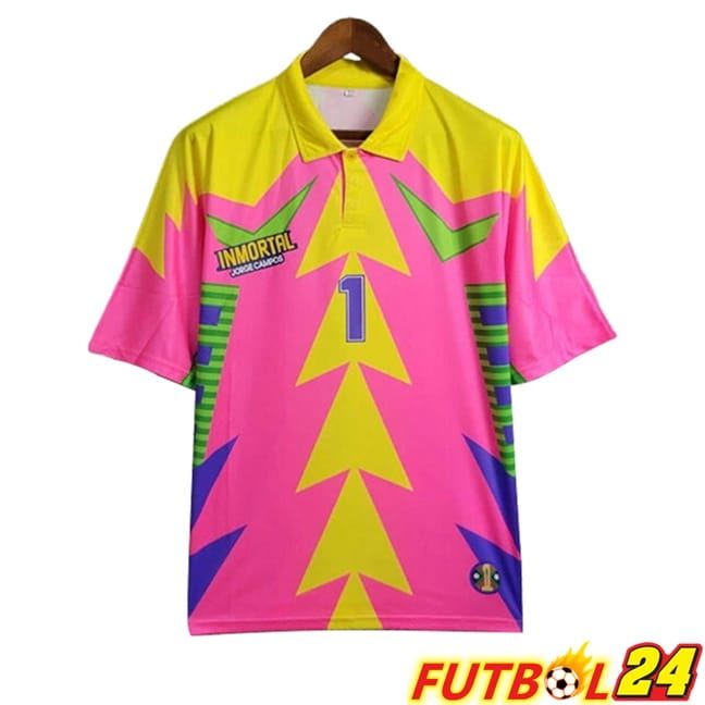 Camisetas De Futbol México Retro Portero Rosado/Amarillo