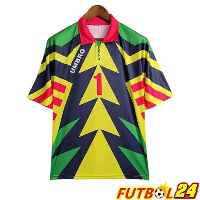 Camisetas De Futbol México Retro Portero Amarillo/Azul
