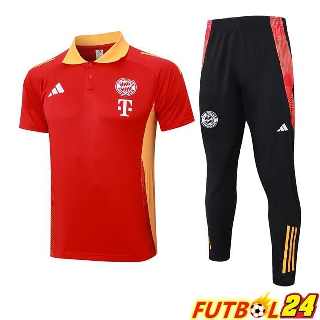 Camiseta Polo Bayern Munich + Pantalones Rojo 2024/2025