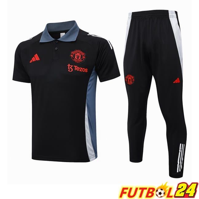 Camiseta Polo Manchester United + Pantalones Negro 2024/2025