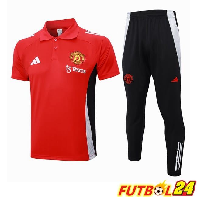 Camiseta Polo Manchester United + Pantalones Rojo 2024/2025