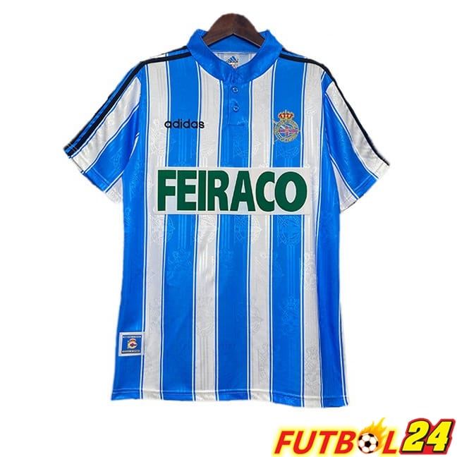 Camisetas De Futbol Deportivo de La Coruna Retro Primera Azul Blanco 1997-1998