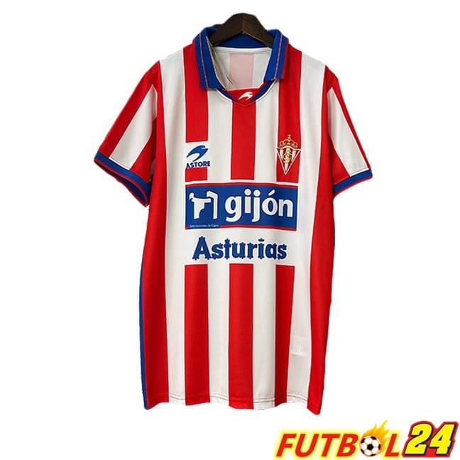 Camisetas De Futbol Sporting Gijon Retro Primera Blanco Rojo 2001-2002