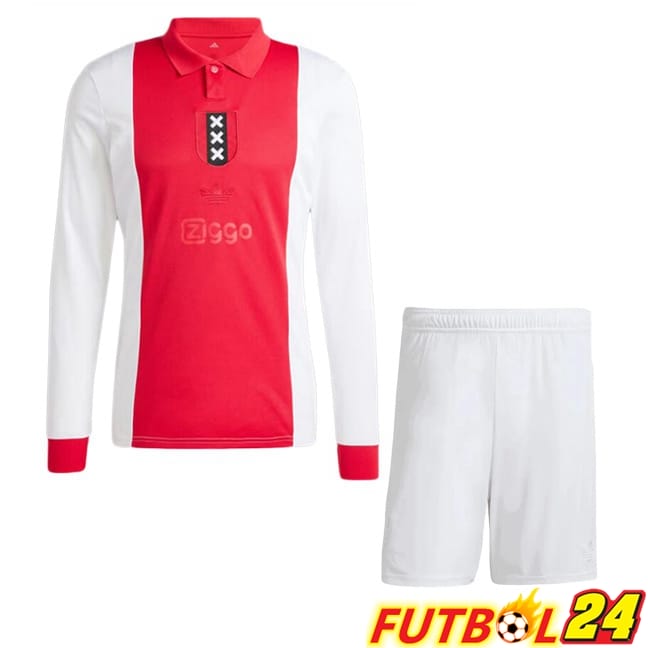 Camisetas De Futbol AFC Ajax Ninos Edición 125 Aniversario Manga Larga Rojo Blanco