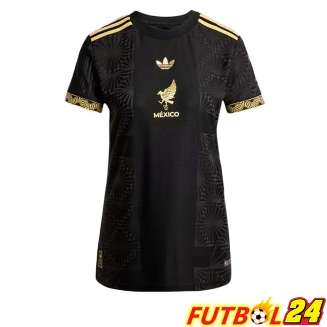 Camiseta Nacional México Mujer Negro Amarillo 2025/2026