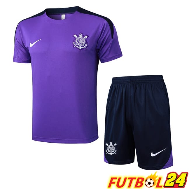 Camiseta Entrenamiento Corinthians + Cortos Púrpura 2025/2026