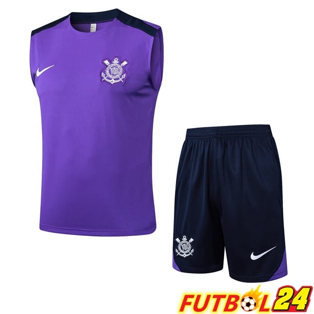 Chalecos De Futbol Corinthians + Cortos Púrpura 2025/2026