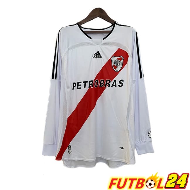 Camisetas De Futbol River Plate Retro Primera Manga Larga Blanco Rojo 2006-2007