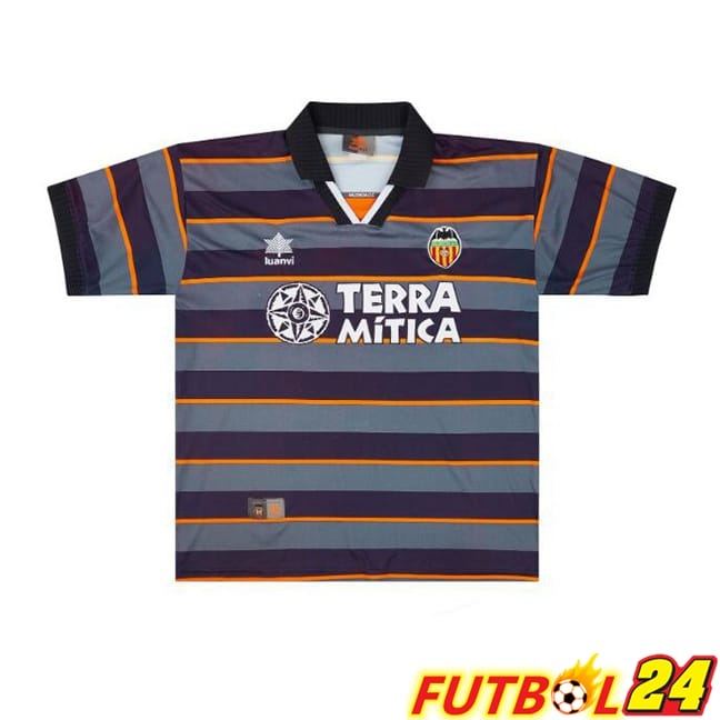 Camisetas De Futbol Valencia CF Retro Tercera Naranja Gris 1999-2000