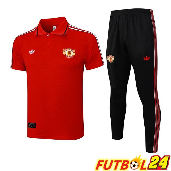 Camiseta Polo Manchester United + Pantalones Rojo 2025/2026