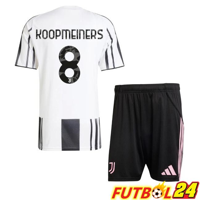 Camisetas De Futbol Juventus (KOOPMEINERS 8) Ninos Primera Negro Blanco 2025/2026