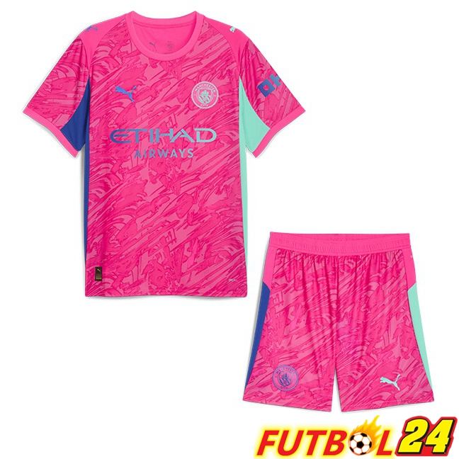 Camisetas De Futbol Manchester City Ninos Portero Rosado 2025/2026
