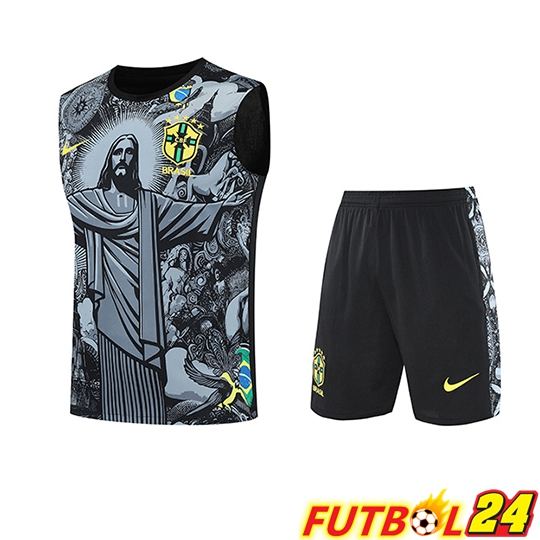 Chalecos De Futbol Brasil Ninos Gris/Negro 2025/2026