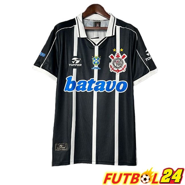 Camisetas De Futbol Corinthians Retro Segunda Negro Blanco 1999-2000