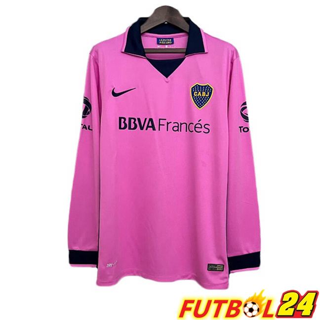 Camisetas De Futbol Boca Juniors Retro Segunda Manga Larga Rosado 2013-2014