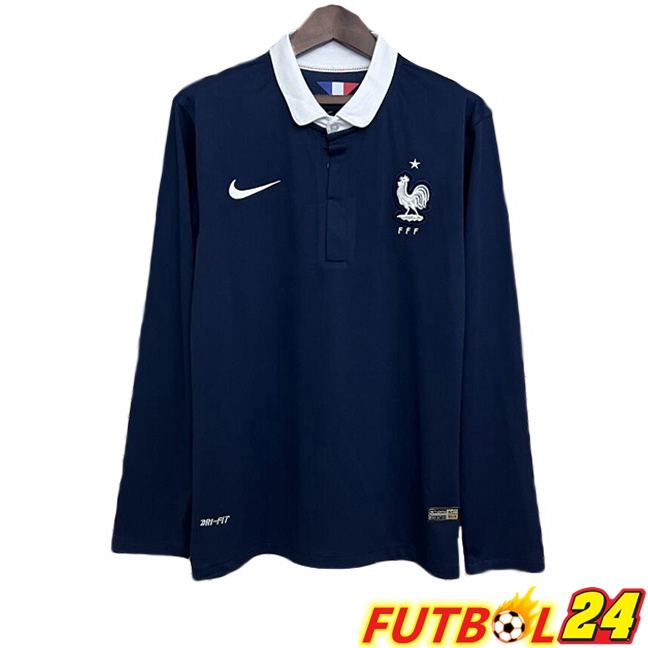 Camisetas De Futbol Francia Retro Primera Manga Larga Azul Real 2014