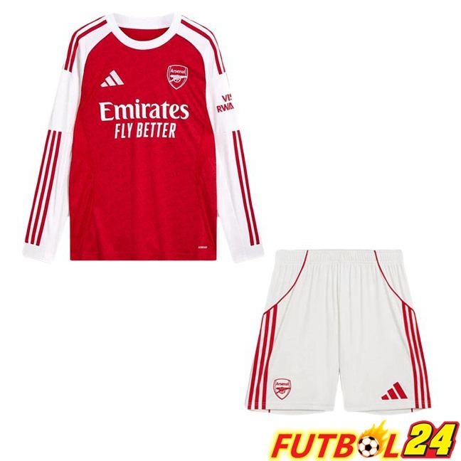 Camisetas De Futbol Arsenal Ninos Primera Manga Larga Rojo Blanco 2025/2026
