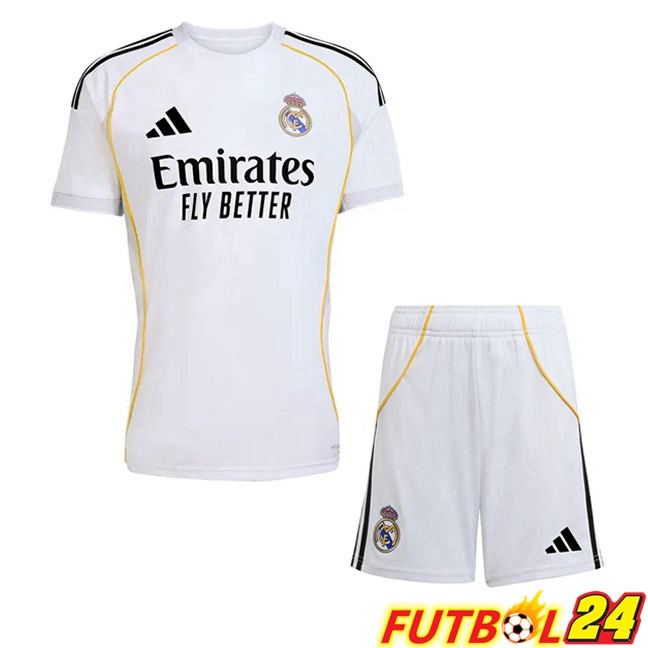 Camisetas De Futbol Real Madrid Ninos Primera Blanco 2025/2026
