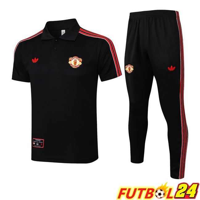 Camiseta Polo Manchester United + Pantalones Negro 2025/2026