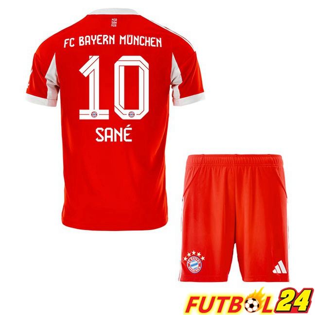 Camisetas De Futbol Bayern Munich (Sané 10) Ninos Primera Rojo 2025/2026